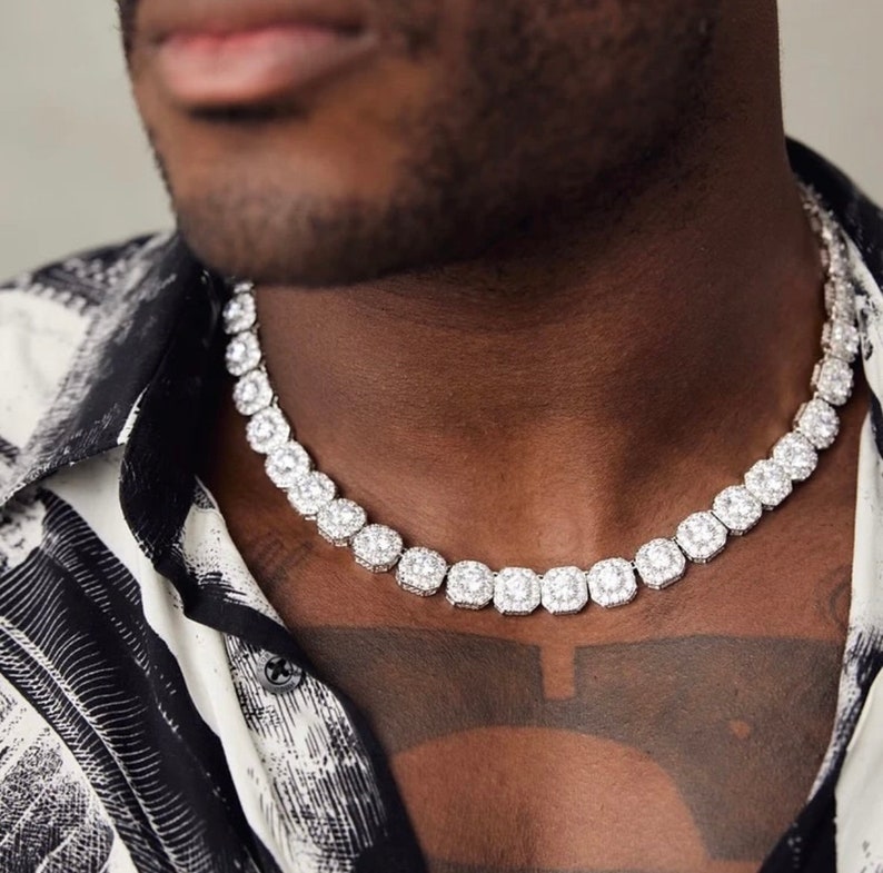 necklace moissanite chain 10mm Width Bg Big Dia Chain Sterg Sier Vvs Moissanite Hip Hop Jewelry Iced Out Cuban k