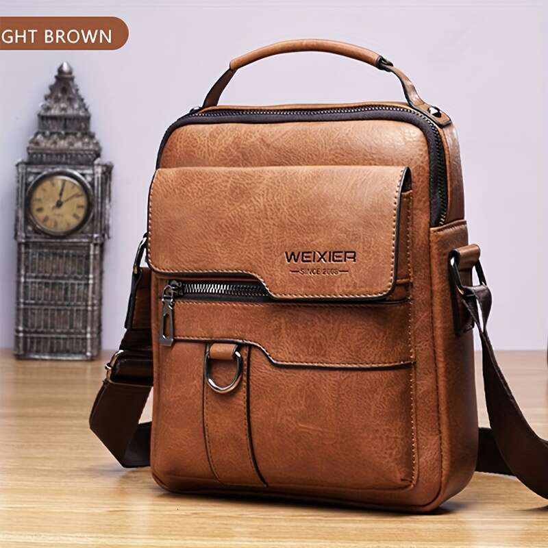 Men's Genuine Leather Crossbody Shoulder Bags Vintage Handbags Business Bag