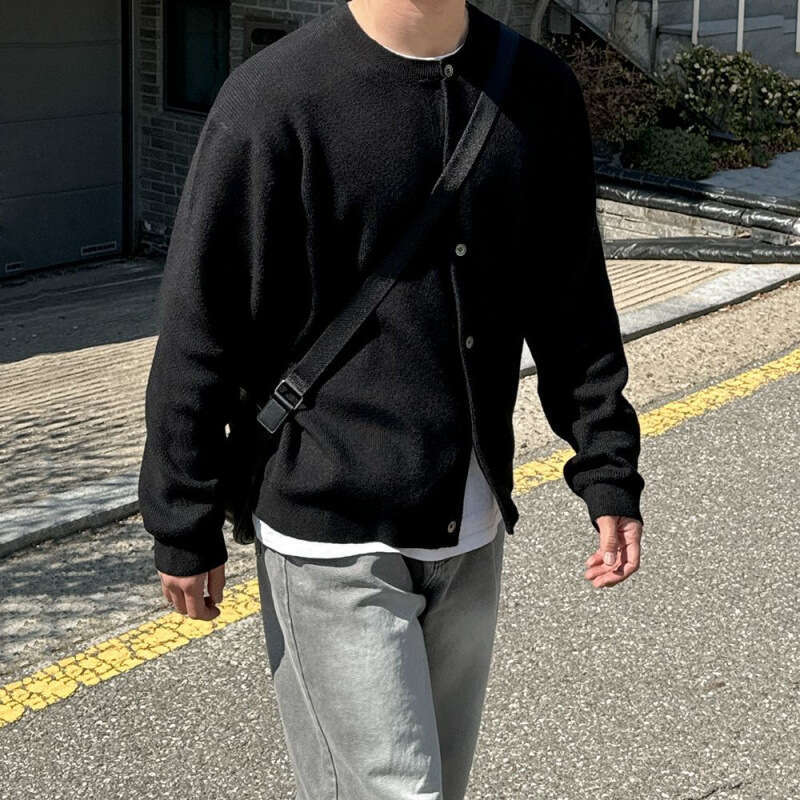 MYQ Lazy Style Knitted Cardigan Men's Autumn And Winter High-End Wearing Top Korean Version Loose Sweater Jacket