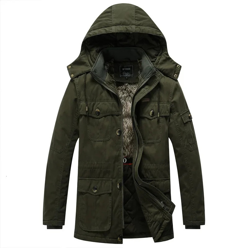 Winter Mid Length Mens Thickened Warm and Cold Resistant Cotton Jacket 241115