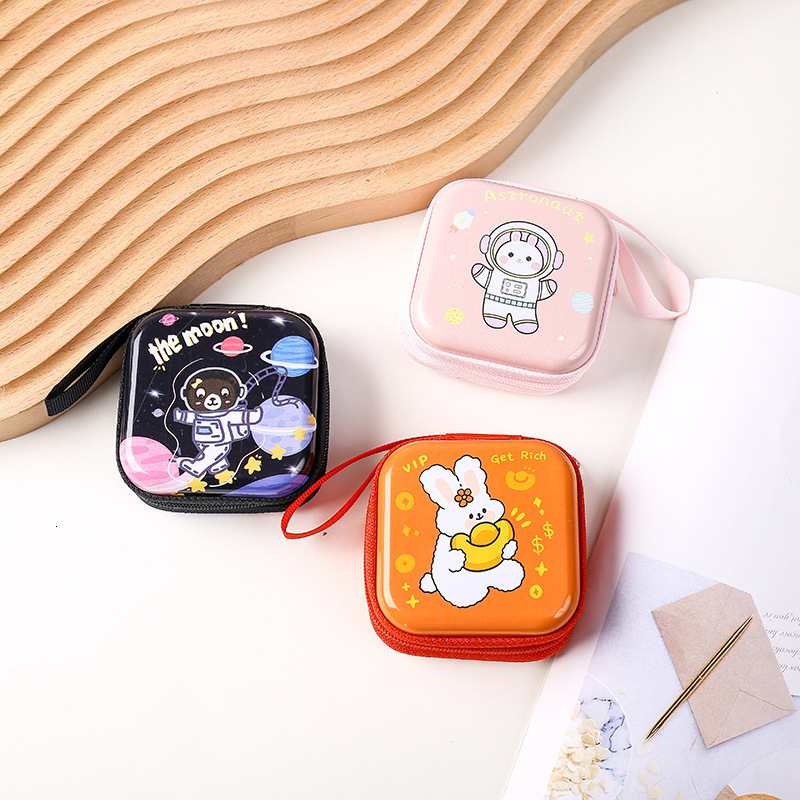 Designer's new astronaut tin square purse, children's coin handheld storage bag, little girl zipper bag