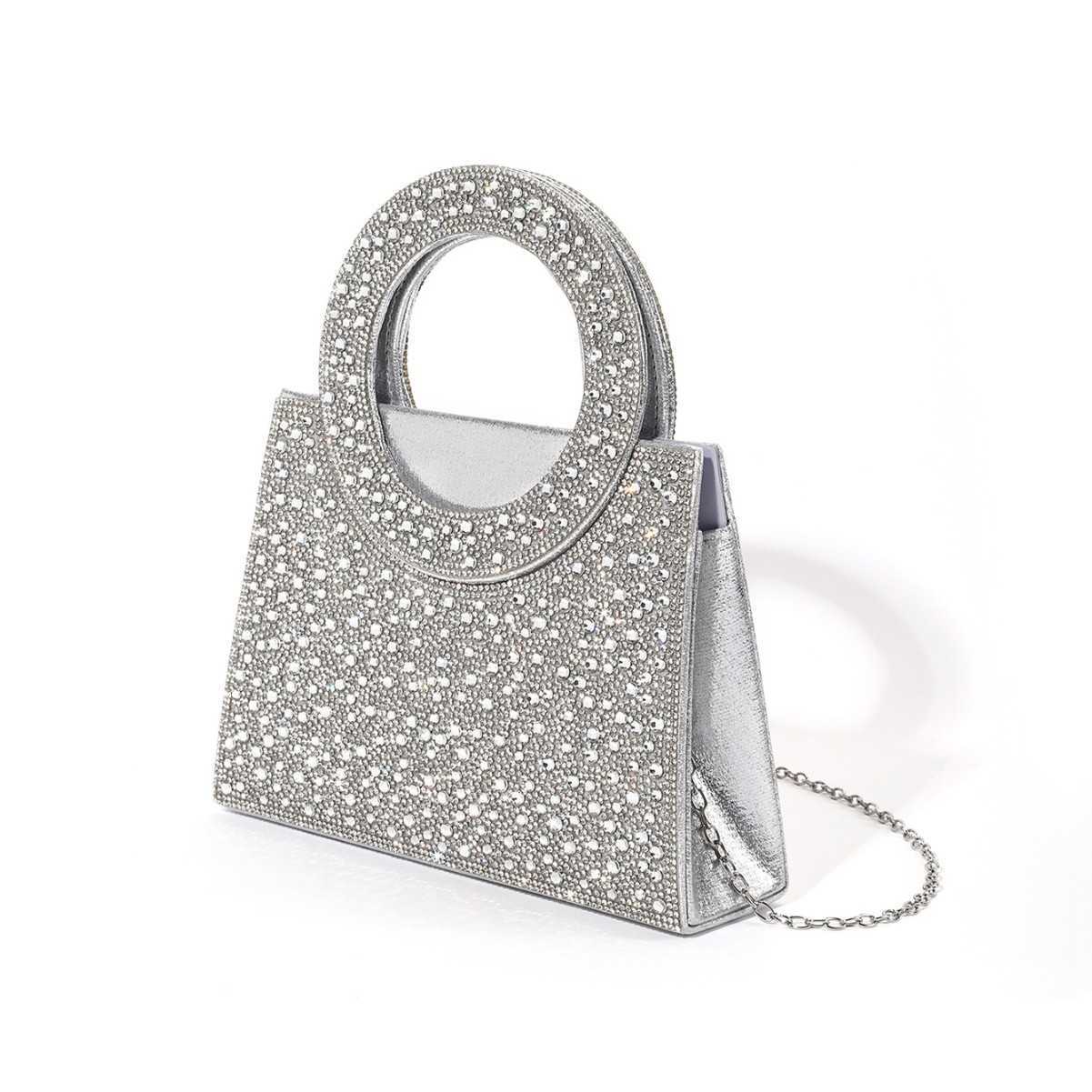 Design Sense Hot Stamping Diamond Water Diamond Shiny Crossbody Dinner Bag Wedding Party Niche Handbag