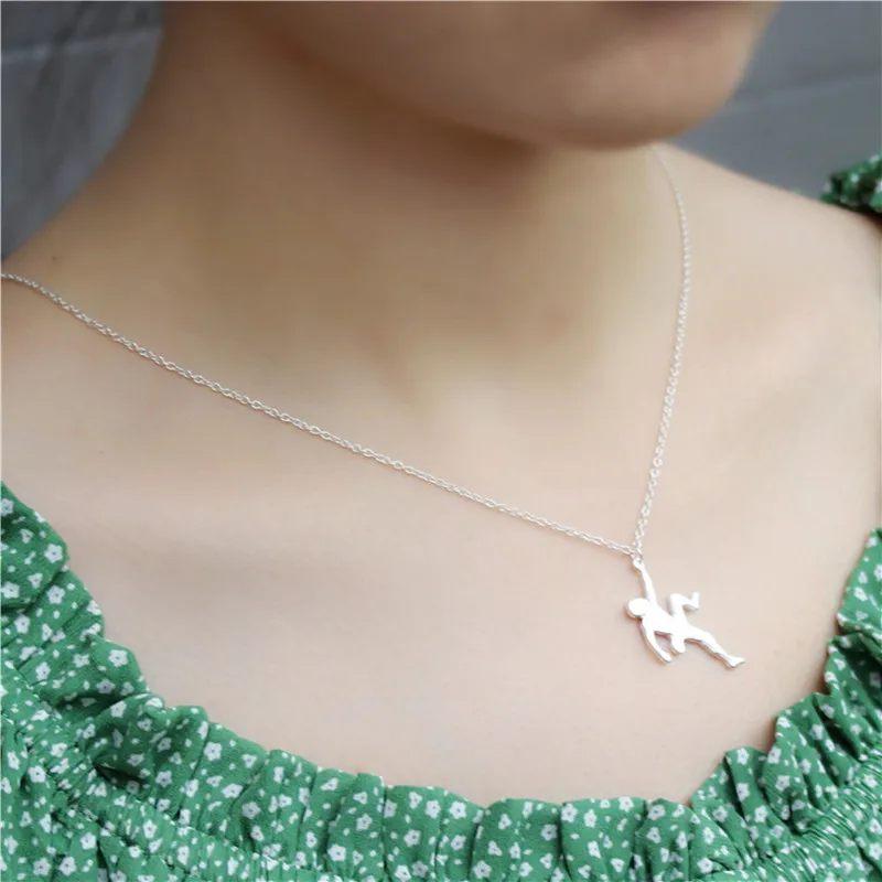 10PCS Goddess Of Rock Climbing Mountain Girl Necklace Stainless Steel Boy Hero Climber Humanoid Pendant Clavicle Choker for Hiking Outdoor Travel Extr