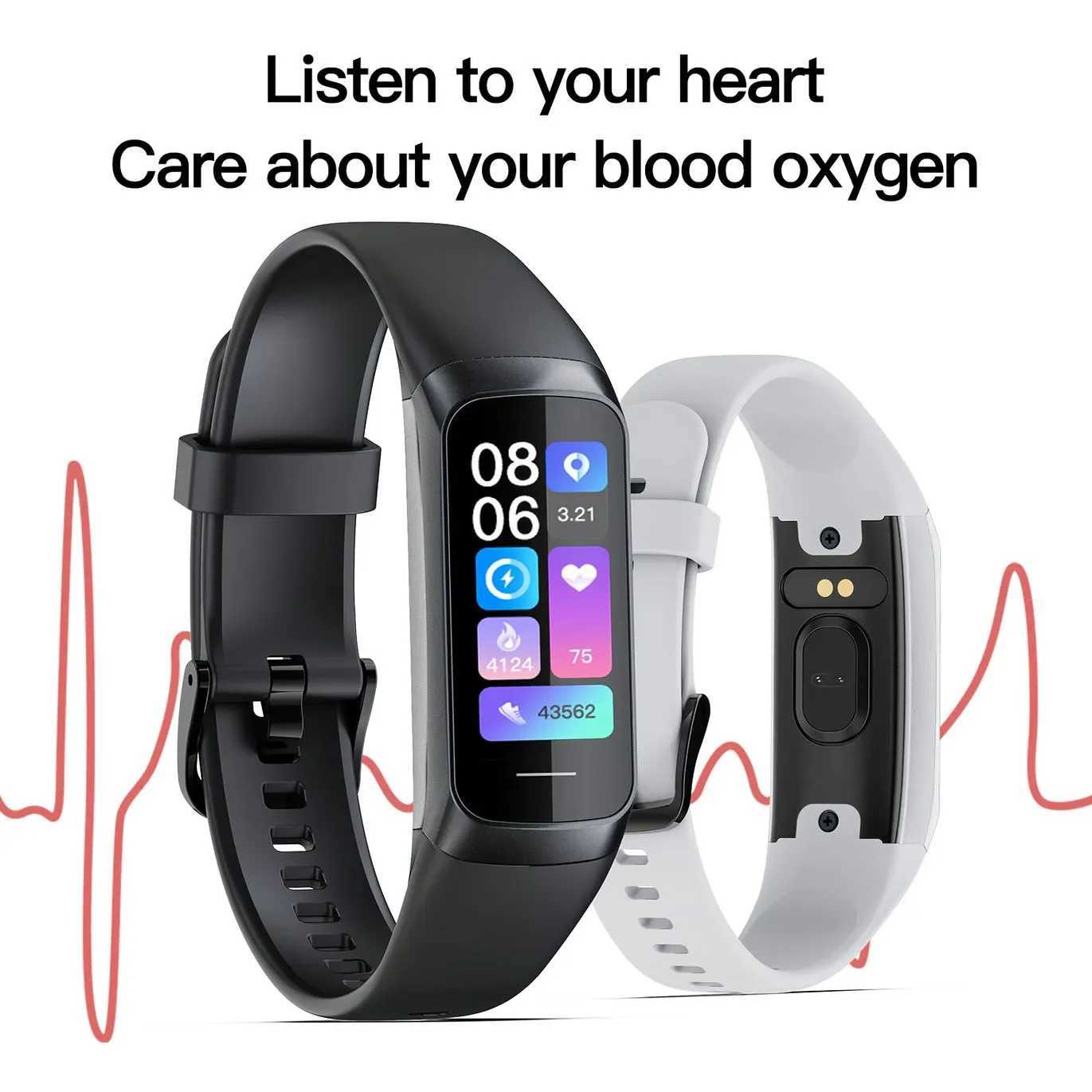 New Amoled Smart Band Pro Mens Wen Pedeter Sports Fitness Tracker Price Waterproof Smart Band Suitable for Xiaomi Phone Y241114