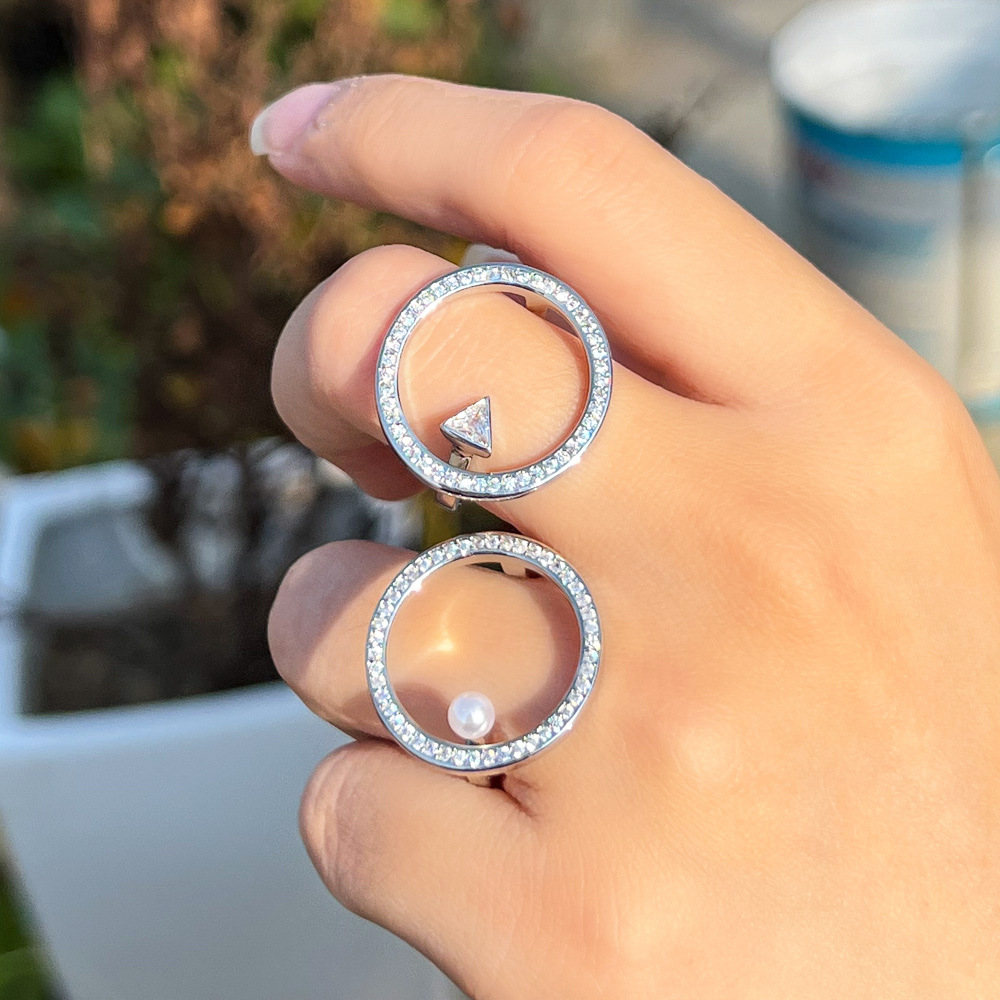 Elegant Wedding Rings Simple Fashion Jewelry Ins Top Sell Pave White Sapphire CZ Diamond 925 Silver Fill Party Eternity Women Open Circle Ring For Lov