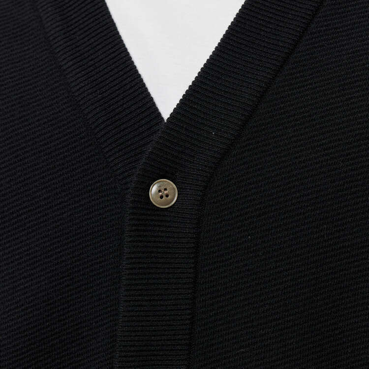 Woog2005 Black V-Neck Men's Cardigan Sweater 2024 Spring And Autumn New Style Micro Loose Outer Knitted Coat