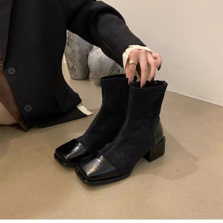 35-43 Size Plus Women's Korean Version Thick Heel Autumn/Winter Short Boots.