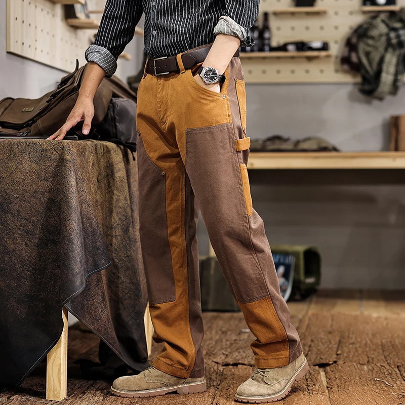 Mens pants straight loose patches cargo mens clothing highquality 241115