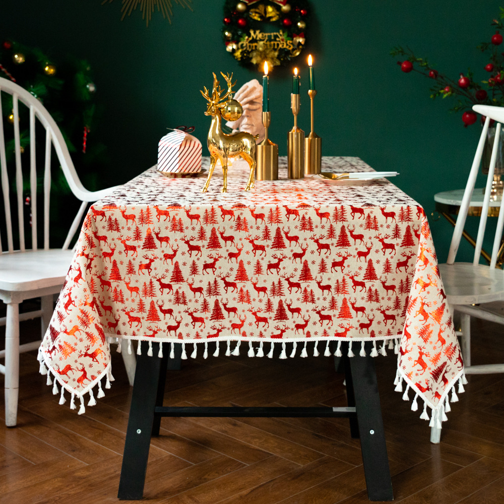 W295 Floral tablecloth tassel table cloth
