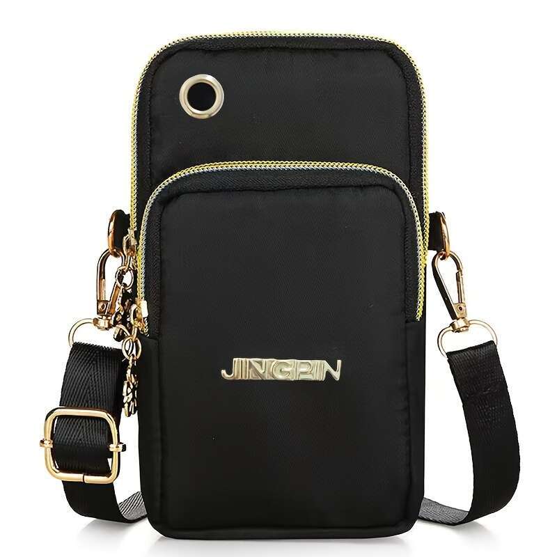 2025S Designer S New Model Mini Black Crossbody Phone Bag With Adjustable Shoulder Strap Golden Charm And Stylish Design