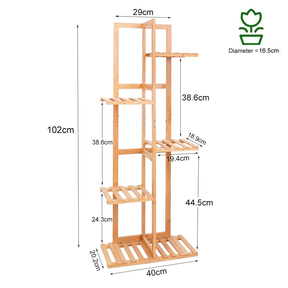 Bamboo 5 / 6 Tier Plant Stand Rack Multiple Flower Pot Holder Shelf Indoor Outdoor Planter Display Shelving Unit for Patio 240415