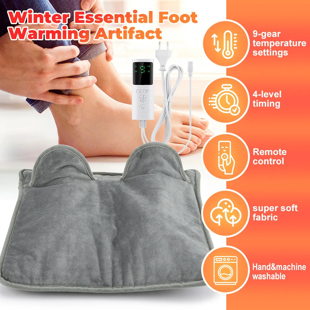 Electric heated foot heater 9-level heating foot heater suitable for cold homes soft heated foot care pads washable 241114