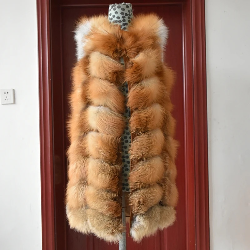 Winter Red Fur Vest Female Real Long Women Waistcoat Natural 241115