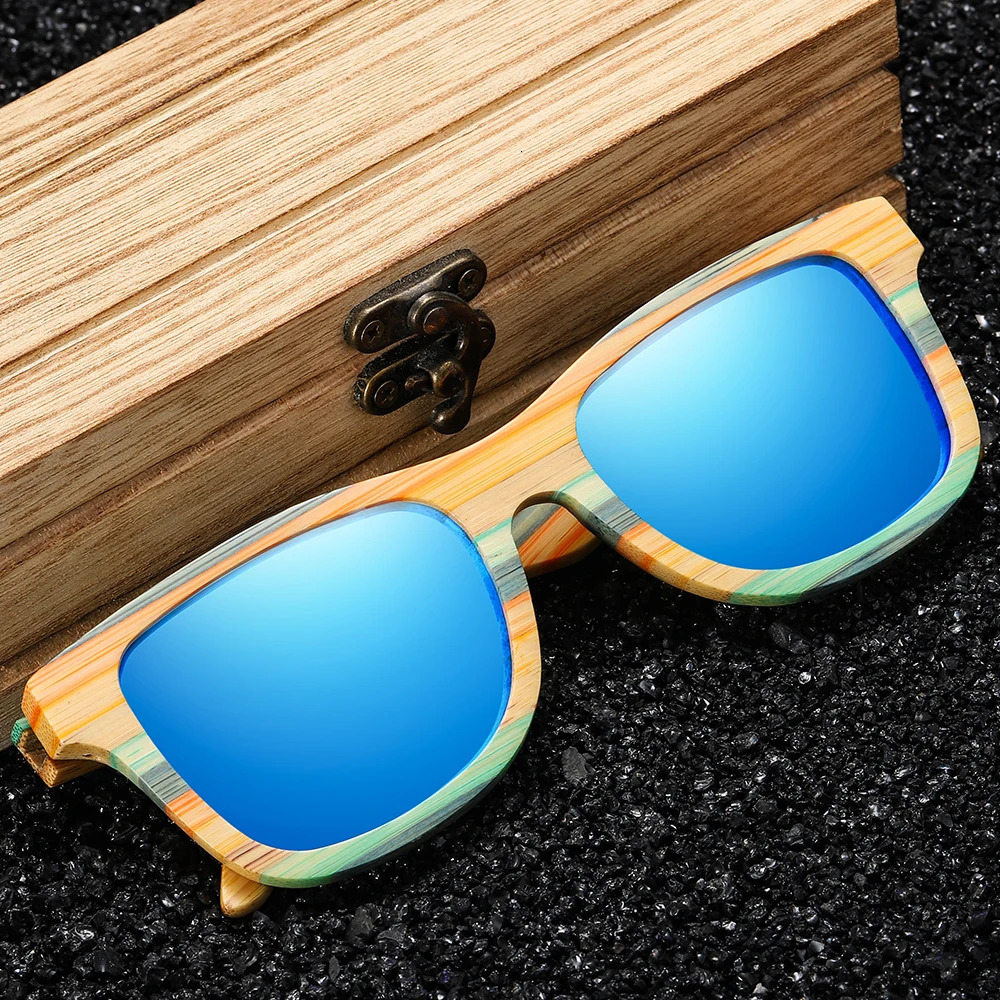 GM Fashion Skateboard Wood Bamboo Sunglasses Polarized Womens er Wood Sunglasses UV400 241114