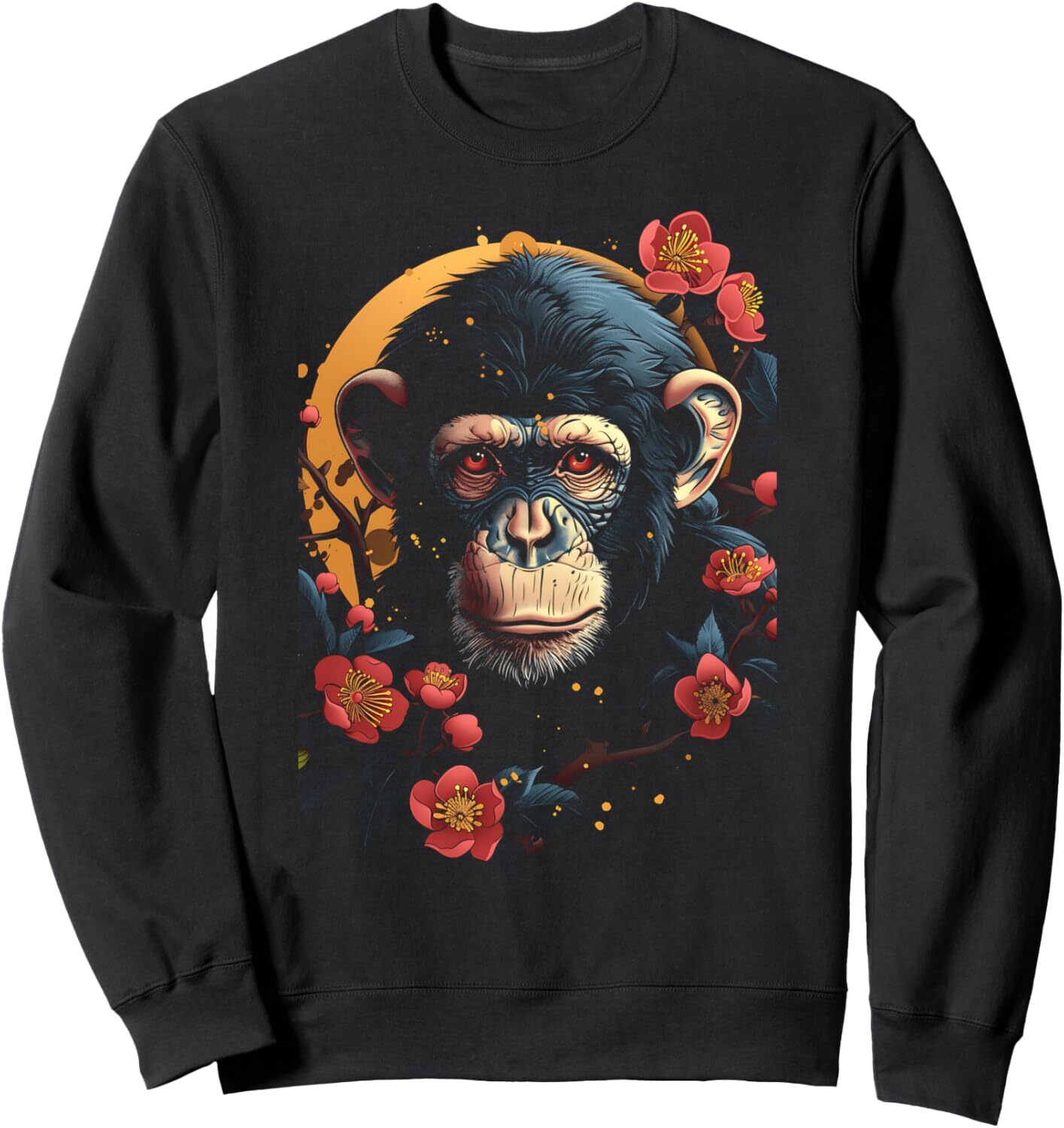 Long Sleeve Shirts for Men sweatshirt Monkey Business Japanese Macaque Cherry Blossom Nature Lover Sweatshirt T shirt Tee Streetwear Casual tops cloth