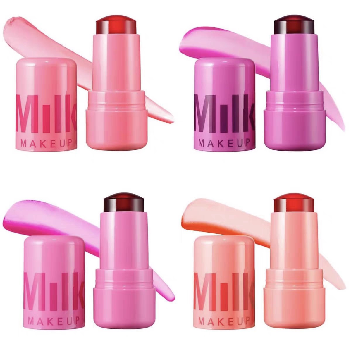 MILK MAKEUP Blush Jelly Lipstick Rouge Cream Stick Face Eye Cheek Blusher Dual-Use Transparent Dye Lip 4 Color Good Quality Fast Free Delivery