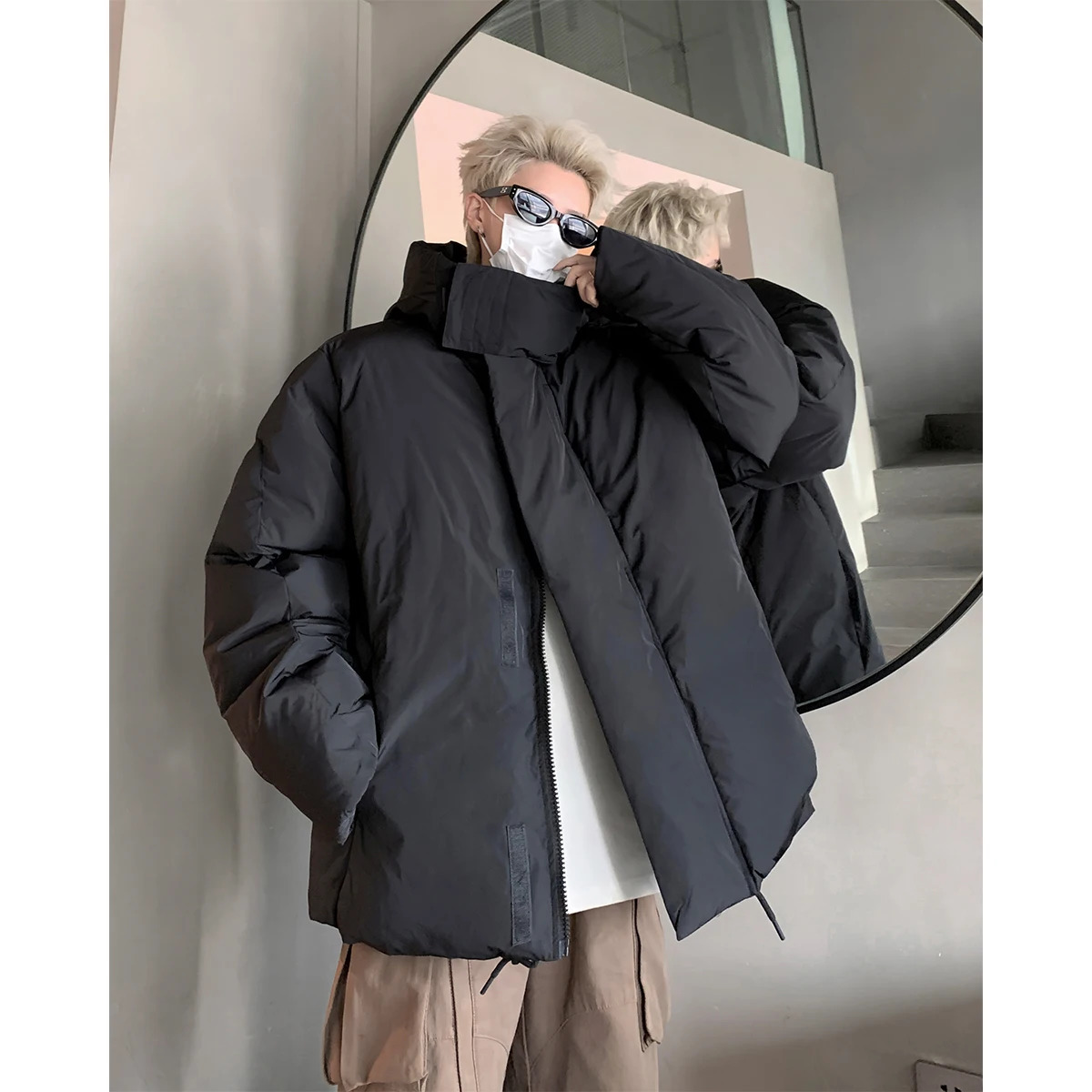 High Quality Cotton Padded Snow Coat Men Oversize Male Winter Parkas Loose Comfortable Solid Color Hooded Clothing 241115
