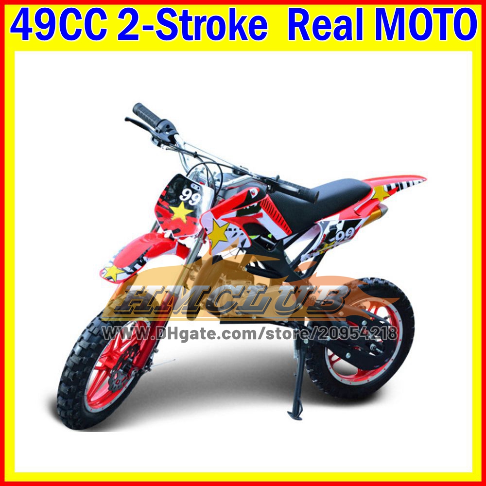 16Color Real 49CC/50CC Dirt Bike Mini Off-road Vehicle Apollo Mountain Small Motorcycle 2Stroke Sports Gasoline Kart Children Racing Motobike Boy Girl