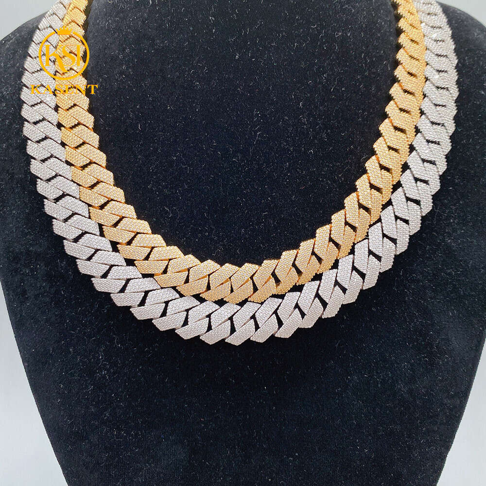 Moissanite Baguette Cuban Link Chain Necklace Customize S925 Sterling Silver 15mm 18mm Gift Box Jewelry Hiphop