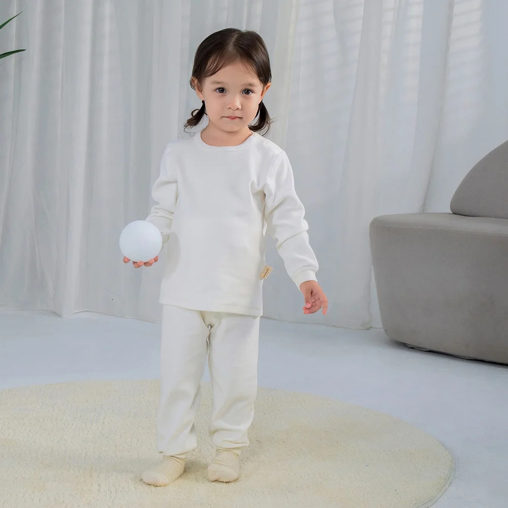 0-2 year baby pajamas for spring summer and winter white 100% natural color cotton for boys and girls and warm for babies children and families wearin