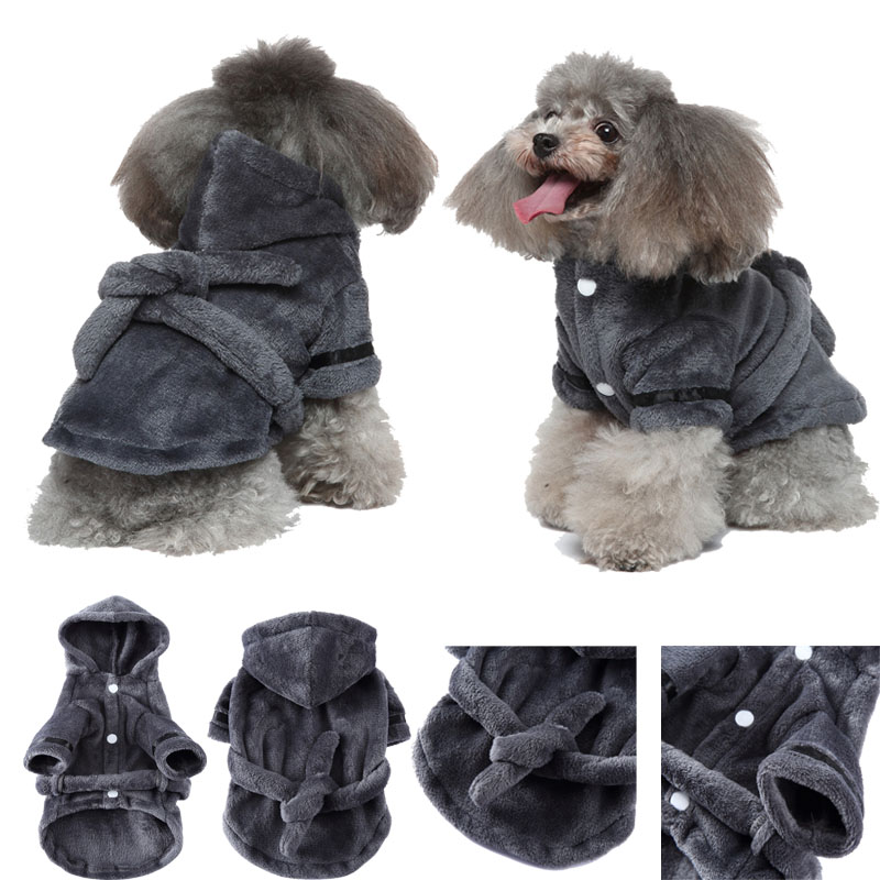 Velvet Dog Pajamas with Hat Dog Sweater Fuzzy Plush Onesie Soft Cat Apparel Pet Clothes Winter Outfit Doggy Pjs Puppy Jumpsuit for Small Dogs Cats