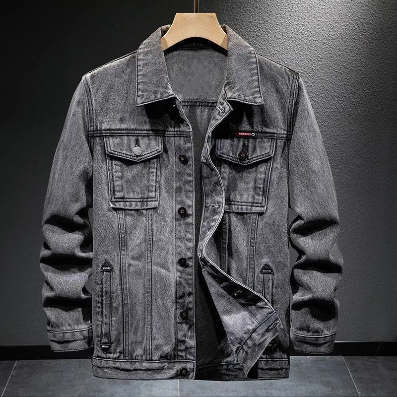 Mens Jean Coats oversized warm black apron mens denim jacket outerwear Japanese retro casual Y2k high-quality low-cost 241115