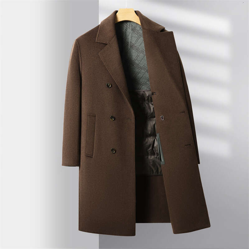 Autumn And Winter Business Commuting Double-Sided Woolen Mid Length Casual Suit Collar, Middle-Aged Coat, Trendy Men's New Style