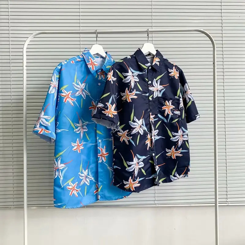 Morning Glory Printed Hawaiian Beach Shirt for Men Summer Short Sleeve 3XL Aloha Shirts Mens Holiday Vacation Clothing Chemise 240415