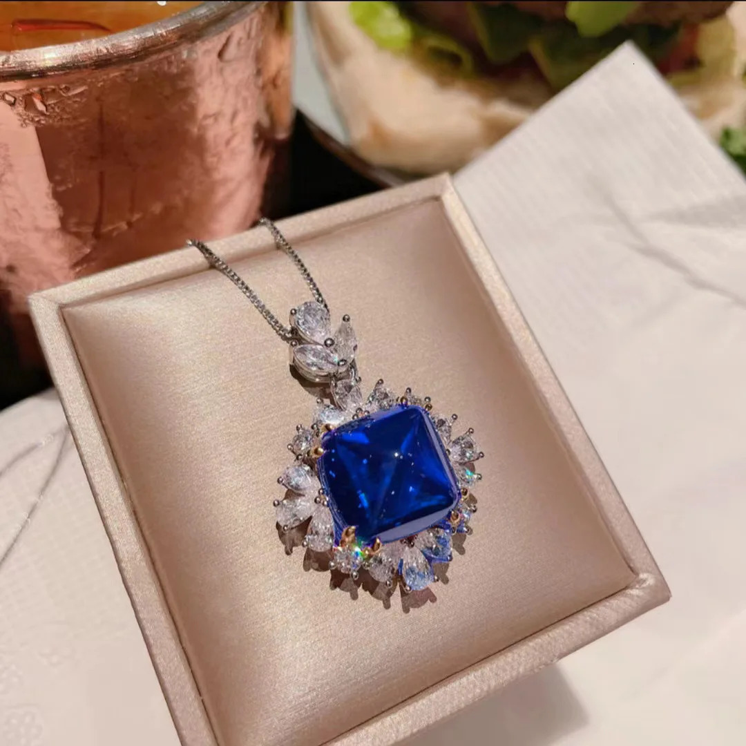 Charm Lab Sapphire Diamond Promise Jewelry Set 925 sterling silver wedding earrings rings necklaces womens bridal jewelry gifts 241115