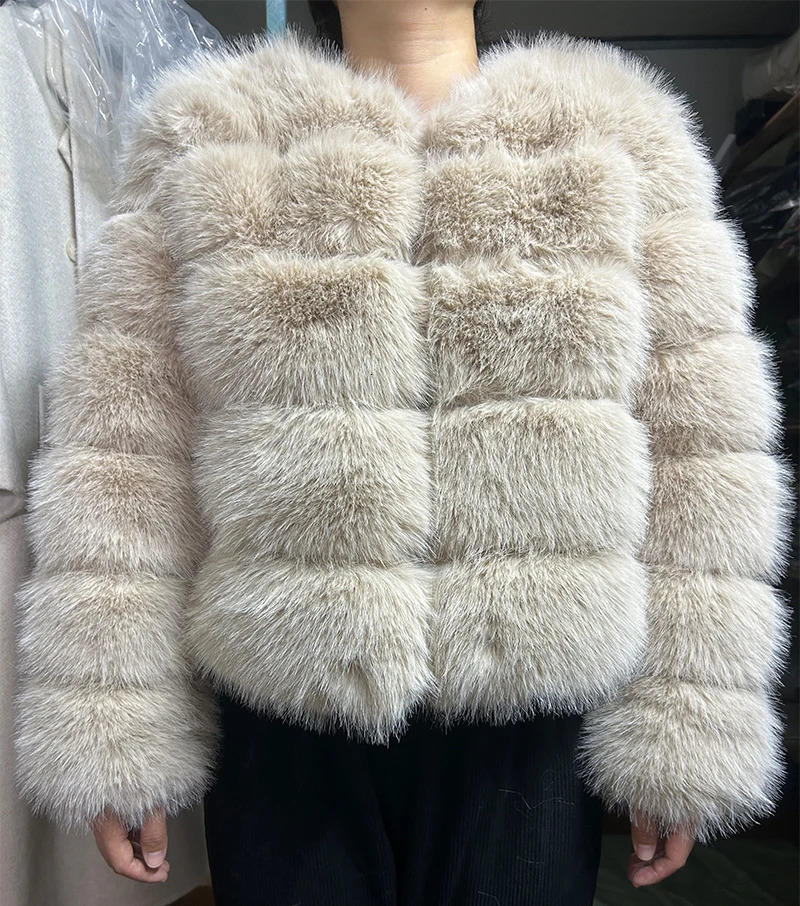 2024 Faux Raccoon Fur Coat Women Jacket Coat Women Winter Fluffy Jacket Thick Warm Furry Fur Outwear Faux Fur Coat 241115