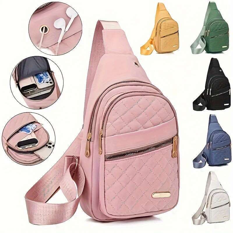 2025S Designer S New Model Quilted Detail Zipper Chest Foldable Lightweight Crossbody Bag Multi Functional Portable Shoulder Bag For Travel Cycg Hikin