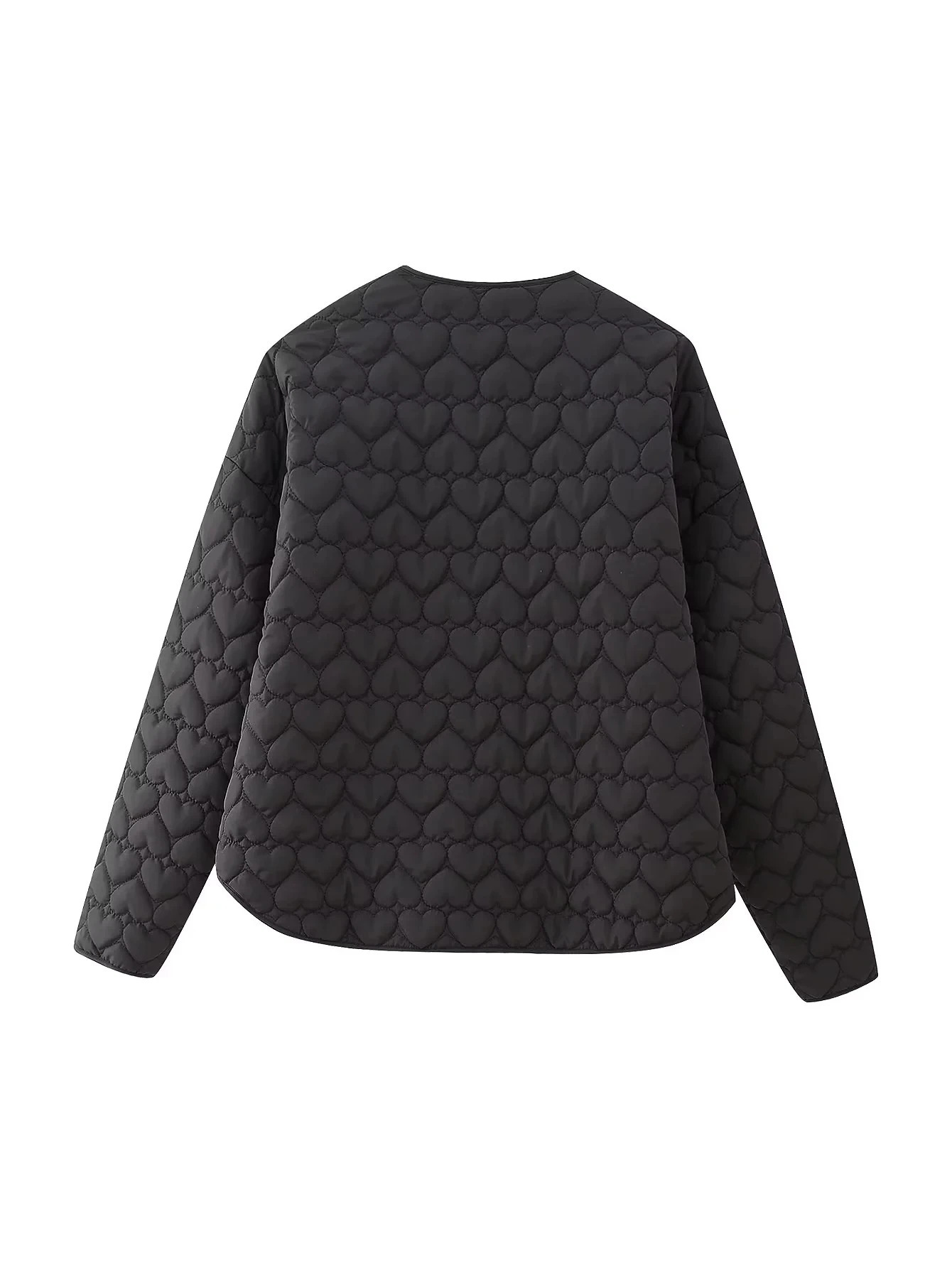 KAOPU ZA Women Fashion Heartshaped quilted cotton Jacket Womens casual spring pocket coat 241115