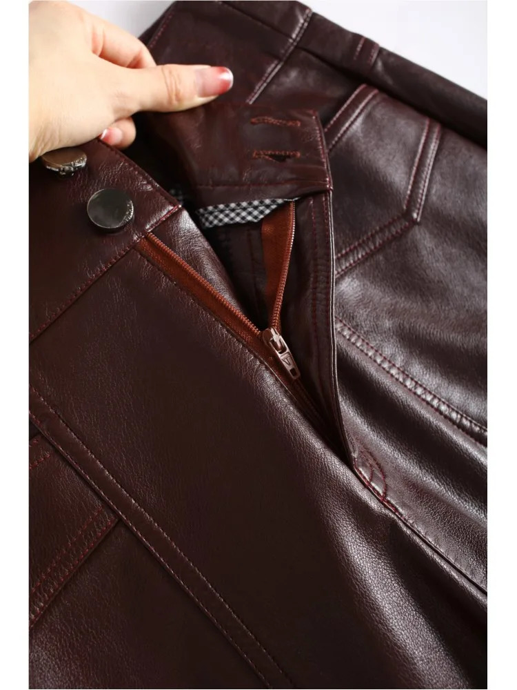 ZUZK highquality womens PU leather wedding pants autumn and winter fashionable warm elegant 241115