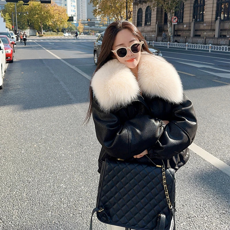 Womens Winter Down Jacket Short Real Natural Fur Collar Coats Suede Fabric Fashionable And ious In Jackets 241115