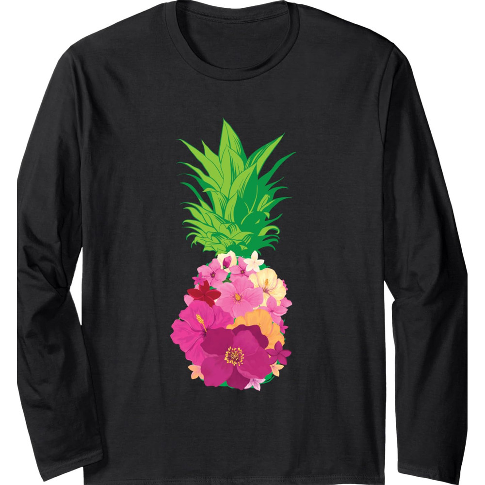Long Sleeve Shirts for Men sweatshirt Cool Pineapple Flowers For Cute Beach Lovers Gift Long Sleeve Tee Streetwear Casual tops clothes fashion