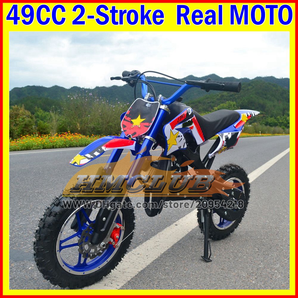 16Colors Real 49 50 CC Dirt Bike Mini Off-road Vehicle Apollo Mountain Small Motorcycle 2-Stroke Sports Gasoline Kart Children Racing Motobike Boy Gir