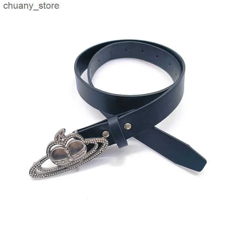 Belts Fashion Cross Crown Design Buckle Belt Y2K Spicy Girl Love Leather Belt for Female Dress Jeans Ceinture Waistband L240910