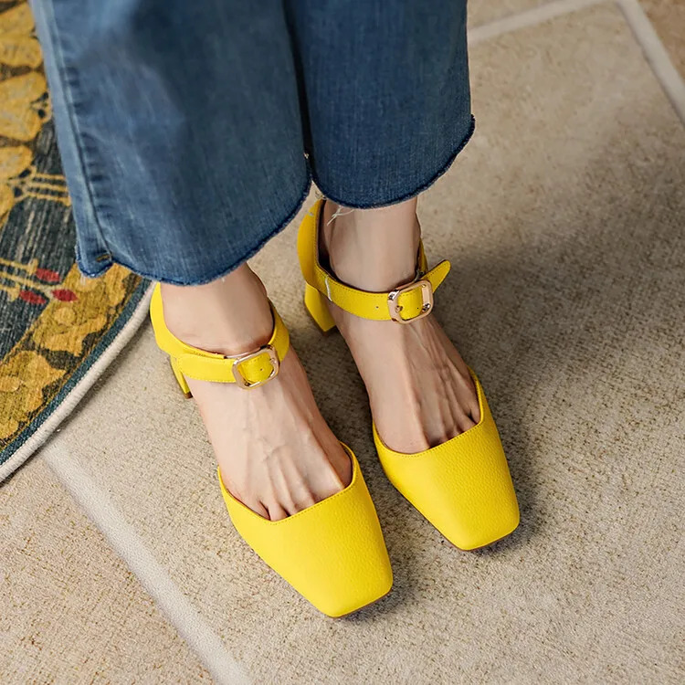 Sheep Suede Leather Summer/Spring Sandals Square Toe High Heels Cover Heel Shoes For Women Retro Mary Janes