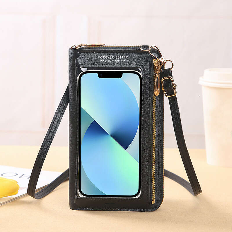Touchscreen female diagonal cross anti-theft multifunctional single shoulder transparent mini bag, wallet phone bag