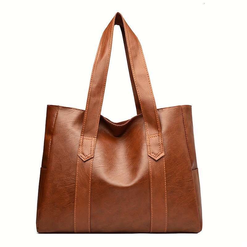 Chic Women's Tote Bag - Spacious & Versatile Shoulder Handbag, Durable Faux Leather with Zip Closure, Available in Light Brown/Black
