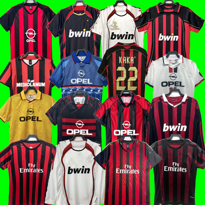 KAKA 90 91 Retro SOCCER JERSEYS home shirts Long sleeved 96 97 Gullit 02 03 04 Maldini Van Basten football RONALDO Inzaghi AC 06 07 09 10 SHEVCHENKO MILAN S-2XL