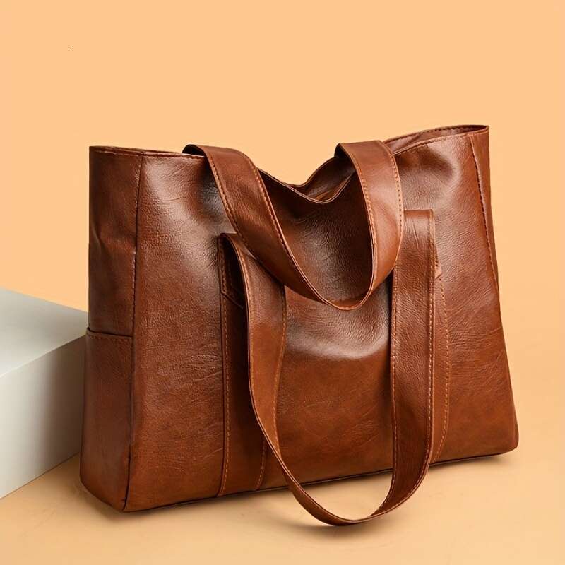 Chic Women's Tote Bag - Spacious & Versatile Shoulder Handbag, Durable Faux Leather with Zip Closure, Available in Light Brown/Black