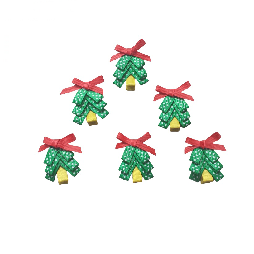 Girls Baby Christmas Tree Hair Clip Accessories Kids Children's 2 Inch Bows Flower Headband Renda Bowknot Hairpin Xmas Barrettes Headwear 10PCS H
