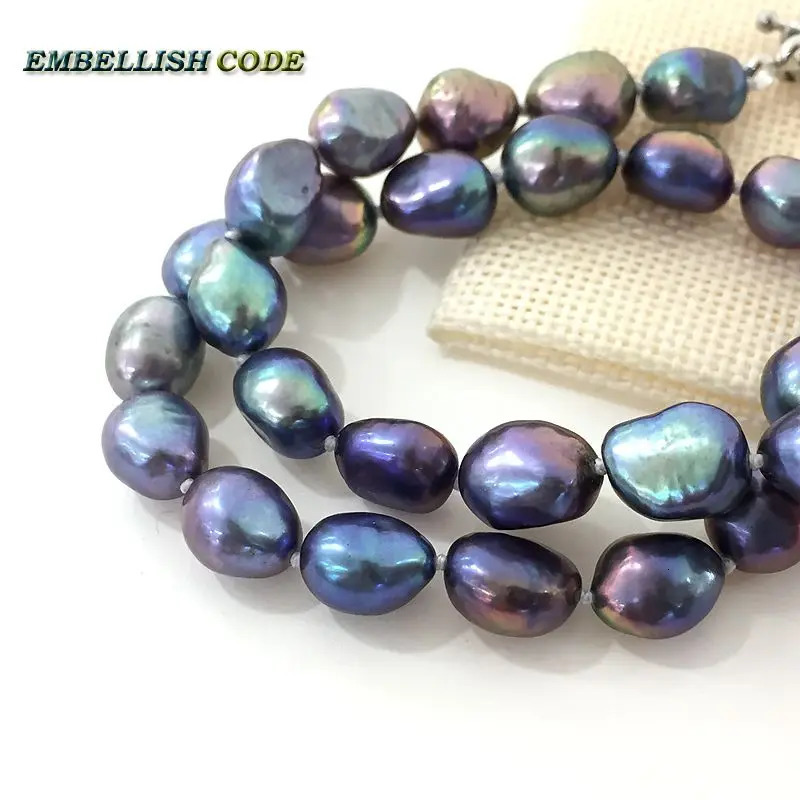 Beautiful Baroque Irregular Pearls Natural Freshwater Pearl Necklace Earrings Set Peacock Blue Colorful Girl 241115