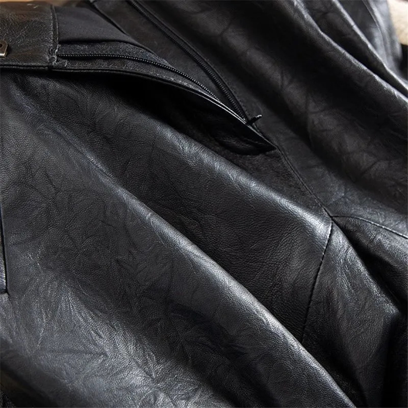 Limiguyue Street Wear Black PU Leather Pants Womens Pocket Elastic Waist Light Retro Autumn Winter Ankle Length Trouser E343 241115