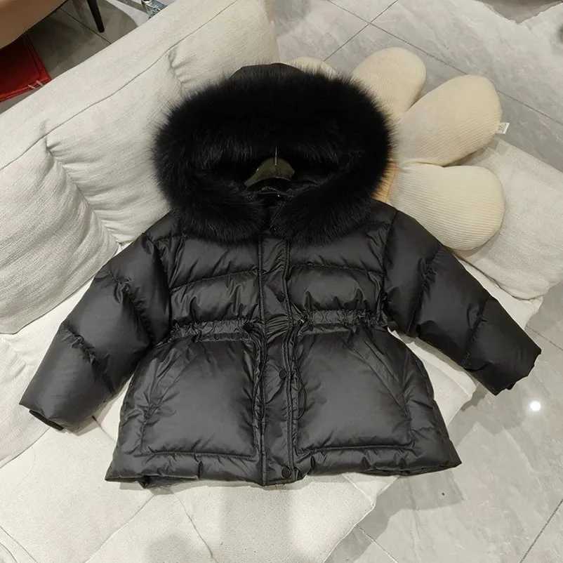 Girls down and cotton jacket windproof coat brown winter autumn warm cotton Christmas gift childrens clothing X241115