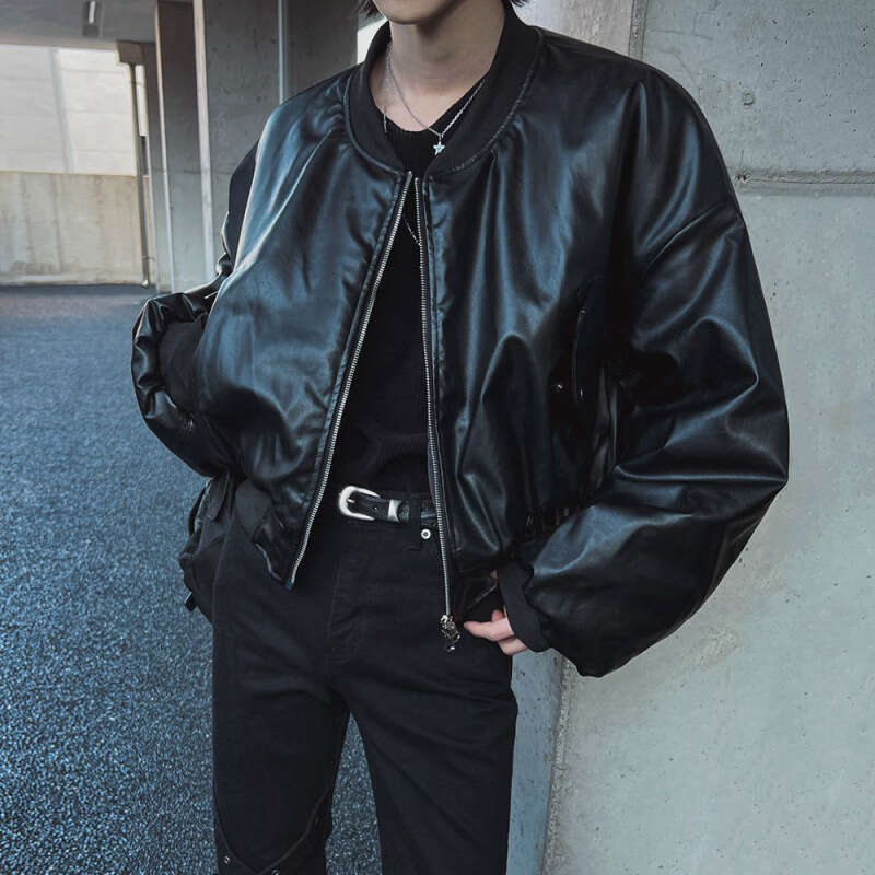 MYQ Handsome Short For Men In Autumn Winter, Luxury And Loose Jacket, Korean Edition, Trendy Motorcycle Leather Jacket