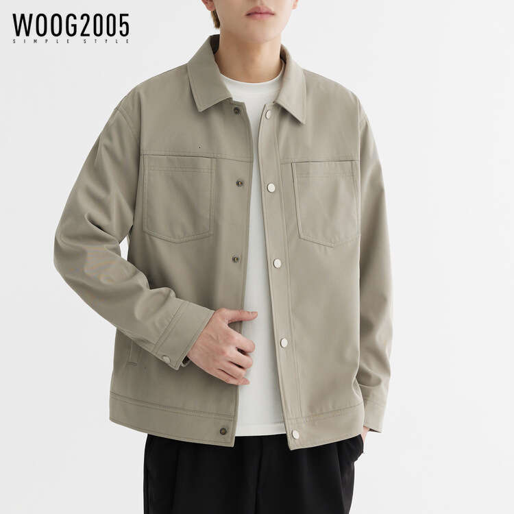 Wuge Solid Color Simple Basic Lapel Men's 2024 Spring New Style Trendy Versatile Casual Jacket Men