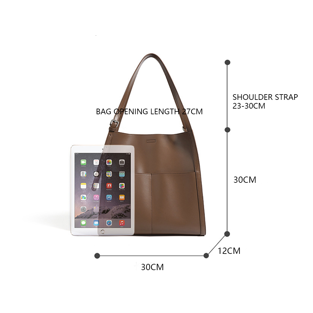 Large Capacity Genuiine Leather Tote Simple Designer One Shoulder Bags For Women Fashion Purse And Handbag Bucket Bag dddmymoon