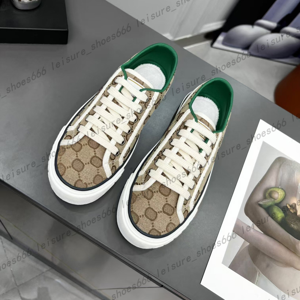 Vintage Designers 1977 Tennis shoes canvas shoes Luxurys Shoe Beige Blue Washed Jacquard Denim Women Shoes Ace Rubber Sole Embroidered Vintage Casual Sneakers